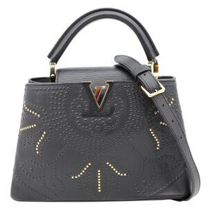 Louis Vuitton  Capucines BB Trunk Lotus Leather Satchel Crossbody Bag Black